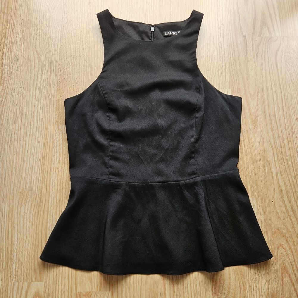 EXPRESS Black Sleeveless Peplum Tank Top